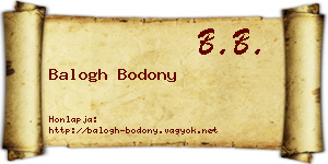 Balogh Bodony névjegykártya